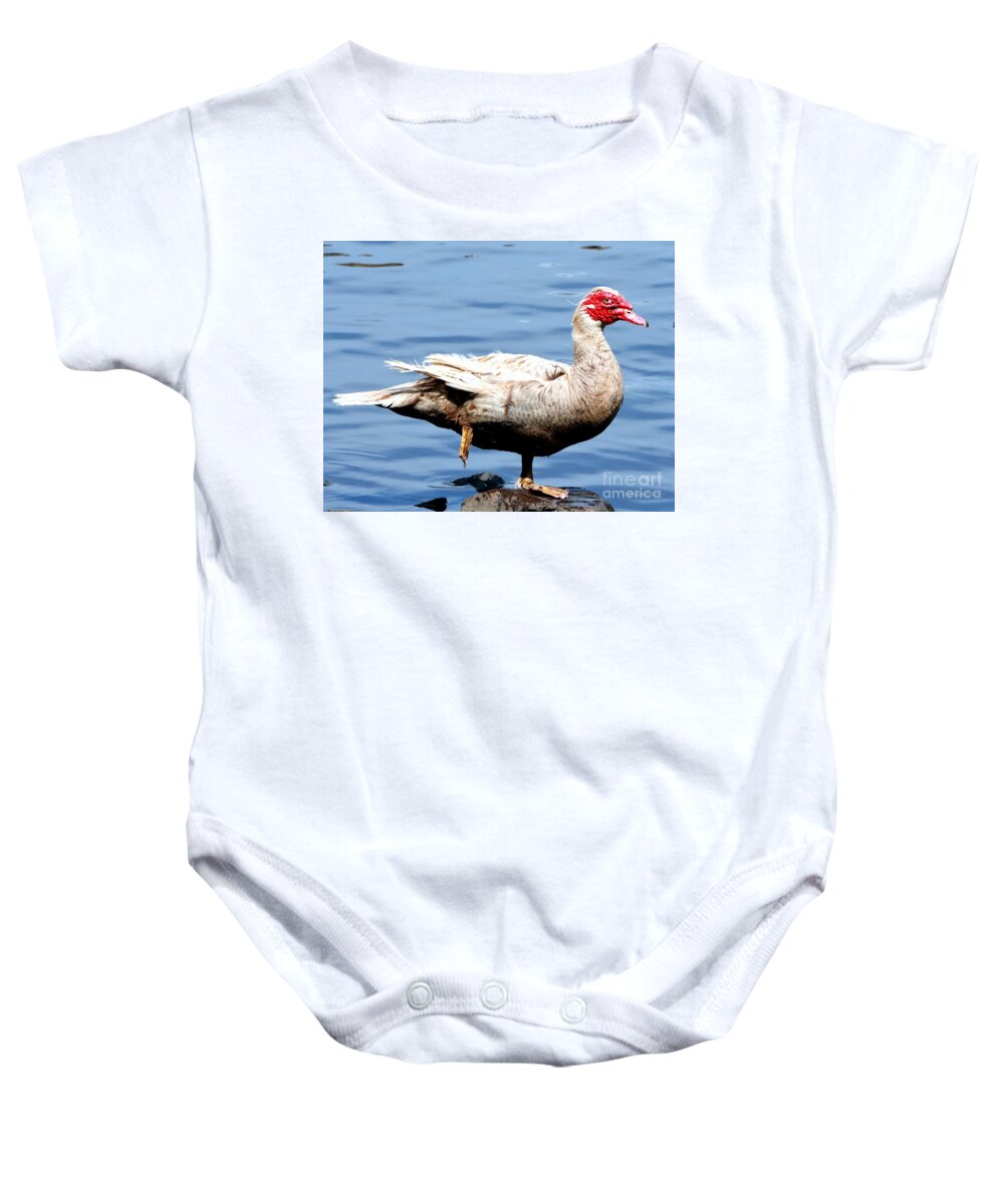 Goose Baby Onesie featuring the photograph Leg Up by Dani McEvoy