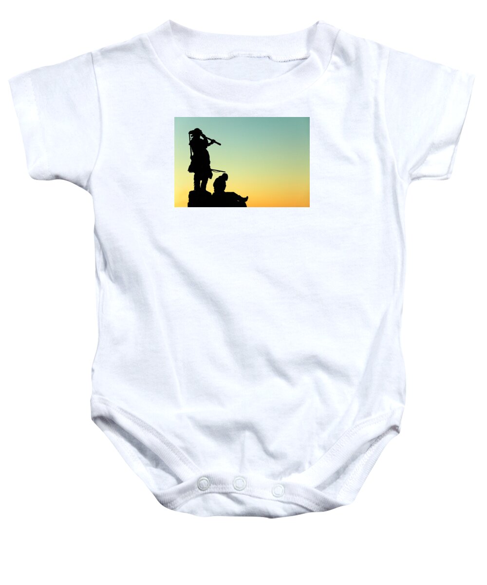 Sacajawea Baby Onesie featuring the photograph Lewis and Sacajawea by Todd Klassy