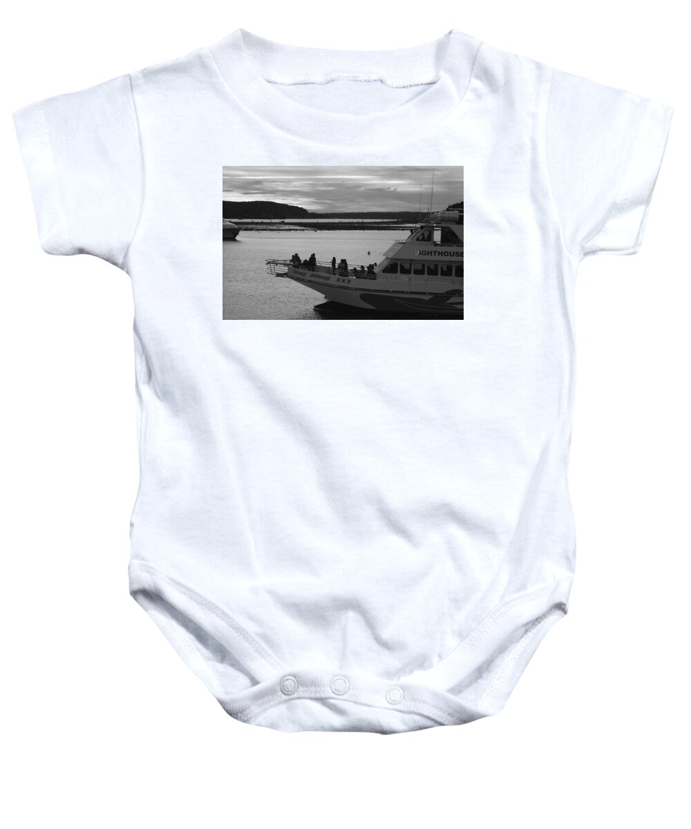 Bar Harbor Baby Onesie featuring the photograph Lighthouse Boat by Living Color Photography Lorraine Lynch