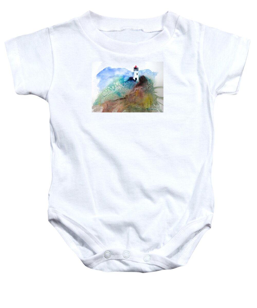 Lighthouse Baby Onesie featuring the painting Lighthouse II - original sold by Therese Alcorn
