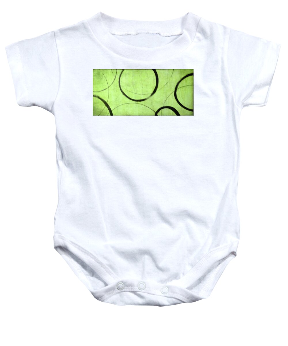 Lime Baby Onesie featuring the painting Lime Ensos by Julie Niemela