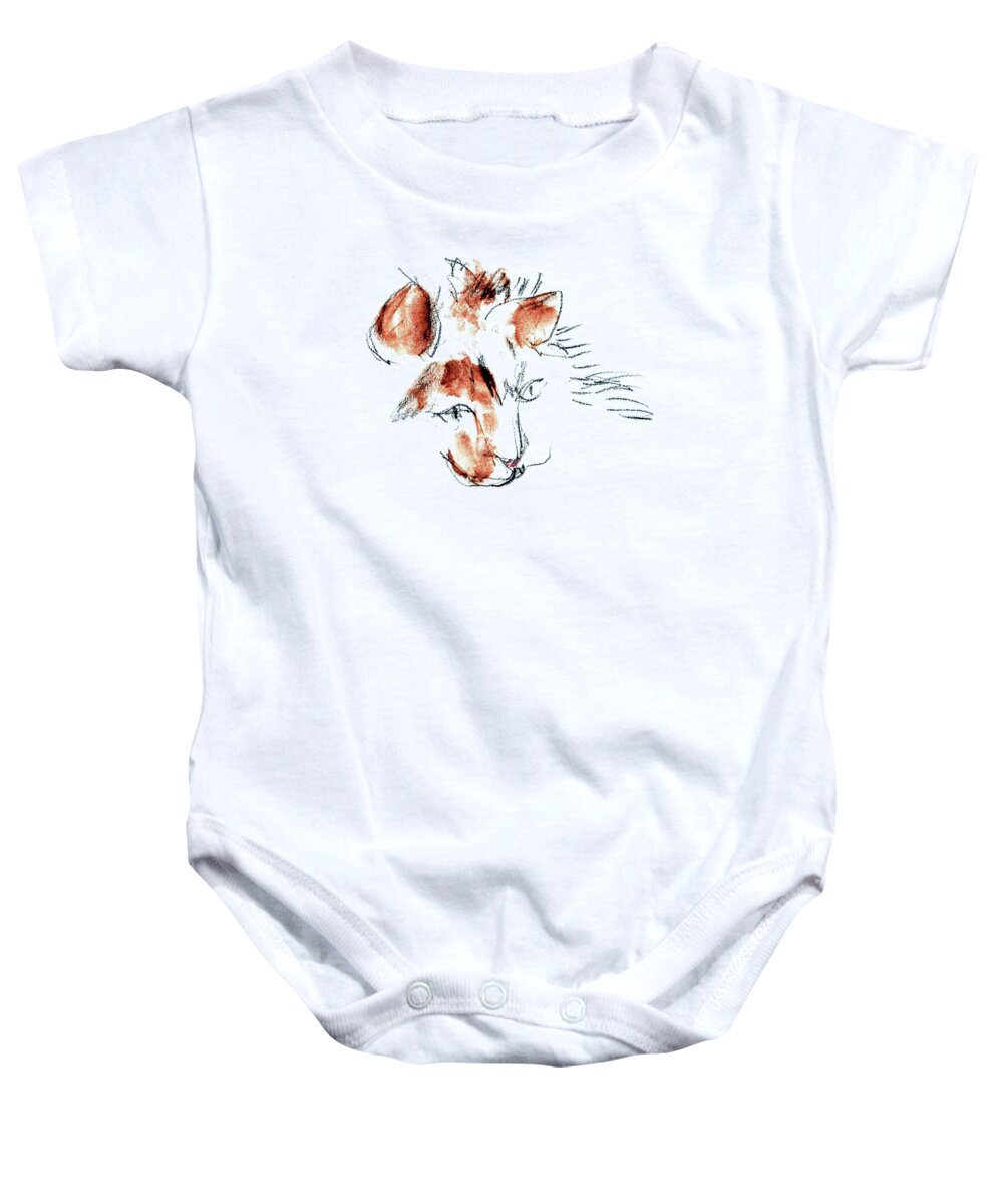 Cats Baby Onesie featuring the mixed media Little Merph - Cats by Carolyn Weltman
