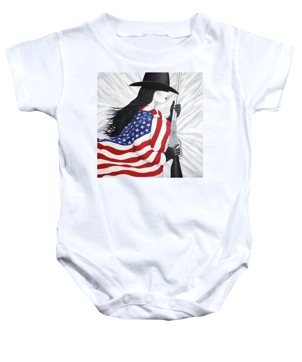 America Baby Onesie featuring the painting Locked And Loaded Number Two by Lance Headlee