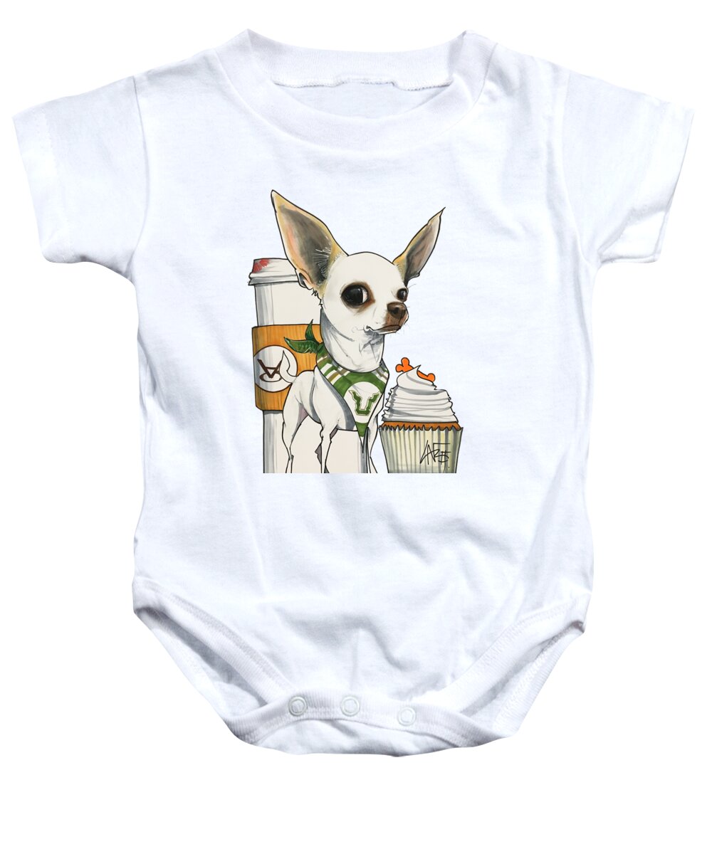 Pet Portrait Baby Onesie featuring the drawing Lombardo 7-1459 by Canine Caricatures By John LaFree