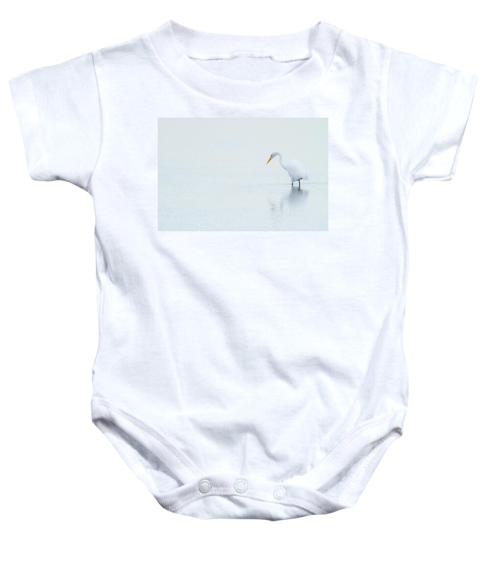 Animal Baby Onesie featuring the photograph Lonely Egret by Karol Livote