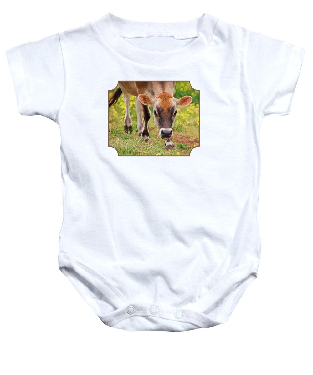 Jersey Cow Baby Onesie featuring the photograph Look Into My Eyes - Painterly by Gill Billington