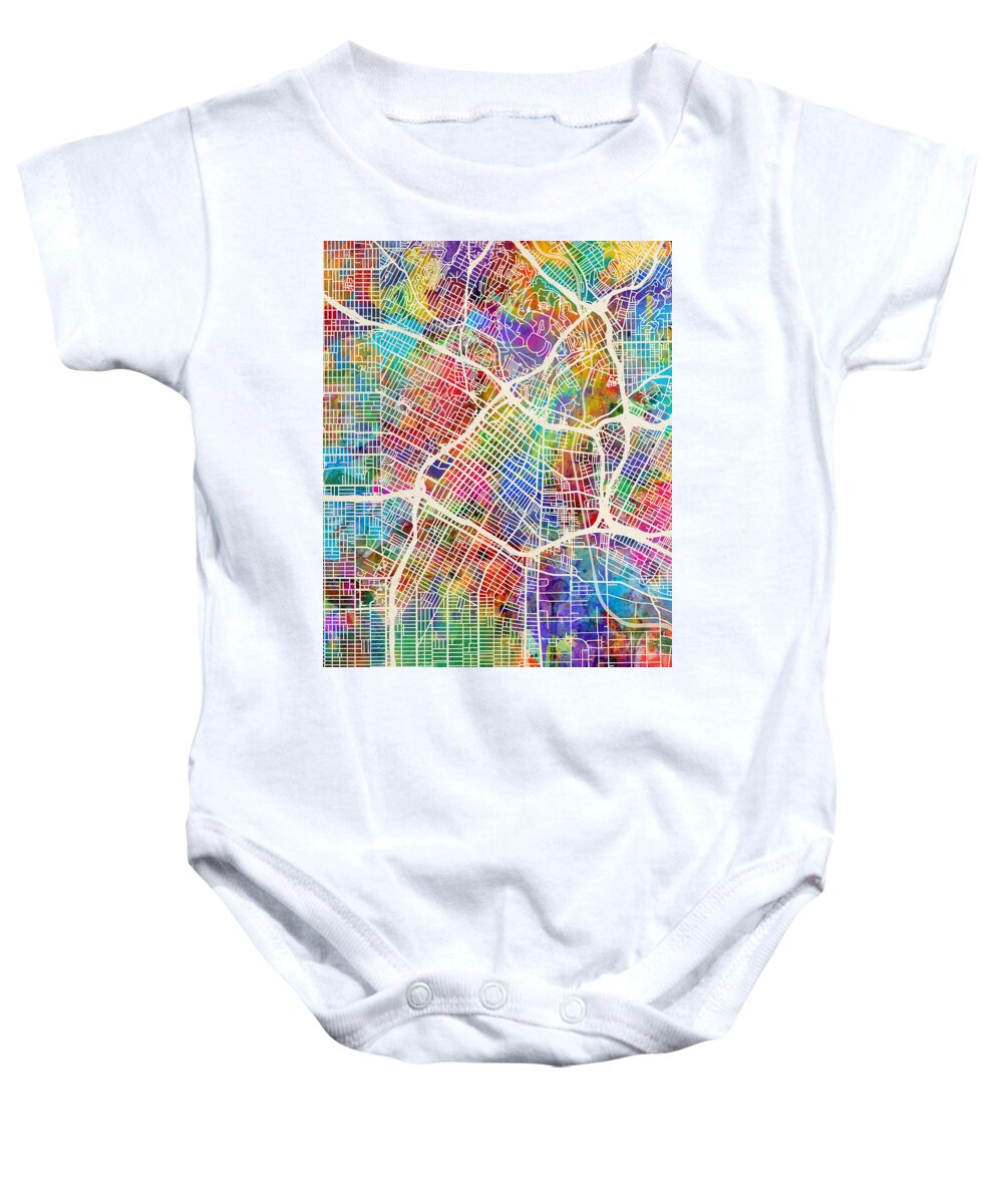 Los Angeles Baby Onesie featuring the digital art Los Angeles City Street Map by Michael Tompsett