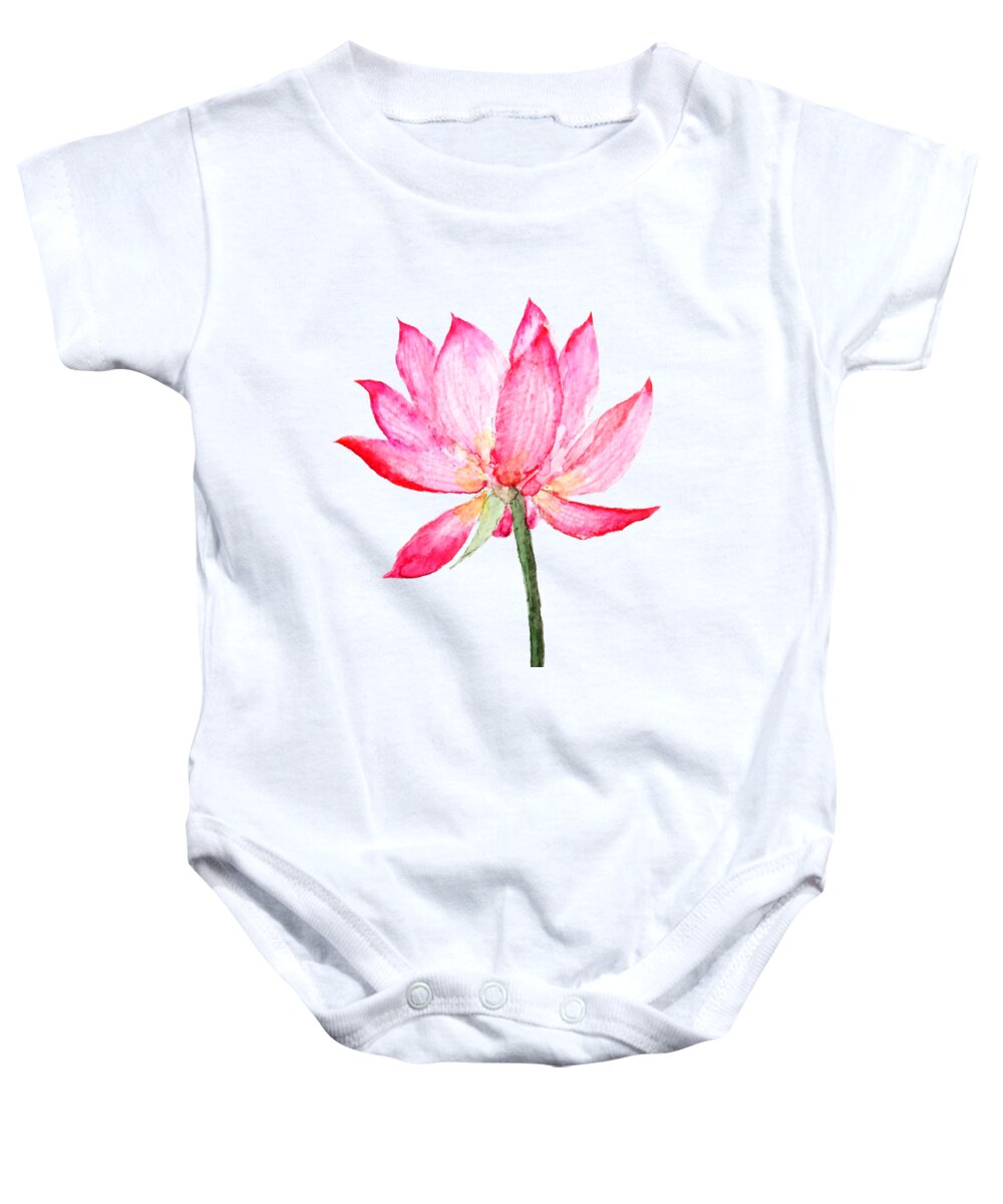 Watercolor Painting Baby Onesie featuring the painting Lotus Flower by Color Color