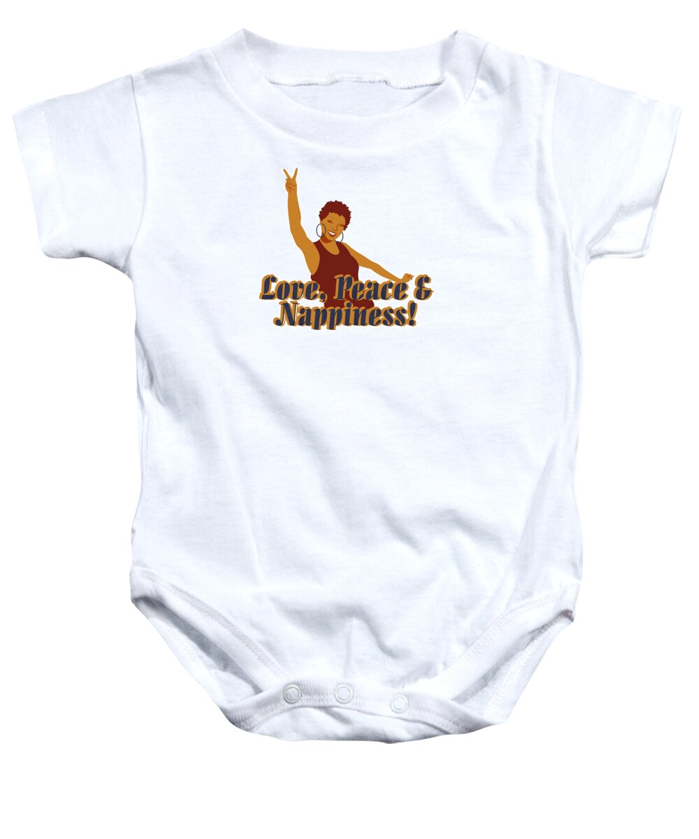 Love Baby Onesie featuring the digital art Love Peace and Nappiness by Rachel Natalie Rawlins