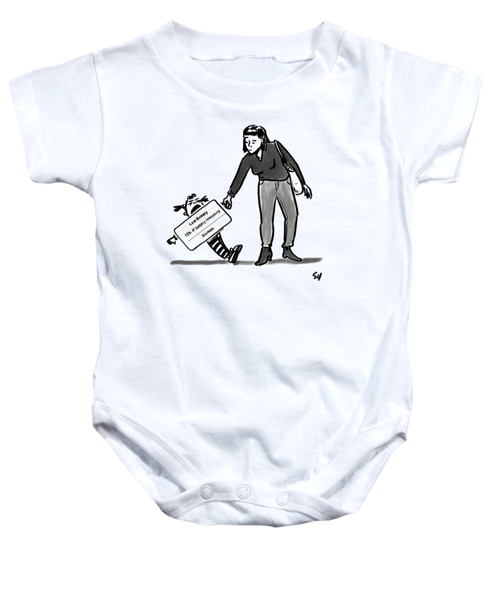 Low Battery Baby Onesie featuring the drawing Low Battery by Sofia Warren