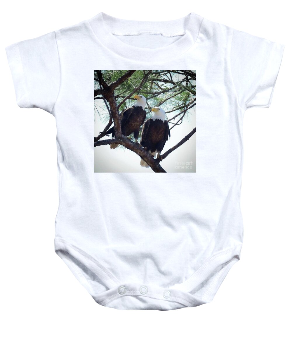 Birds Baby Onesie featuring the photograph M15 and Harriet by Liz Grindstaff