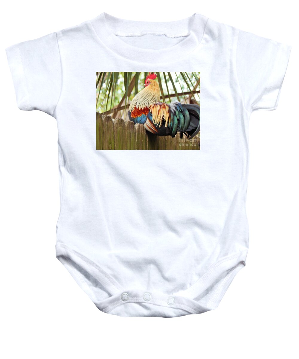 Rooster Baby Onesie featuring the photograph Majestic by Jan Gelders