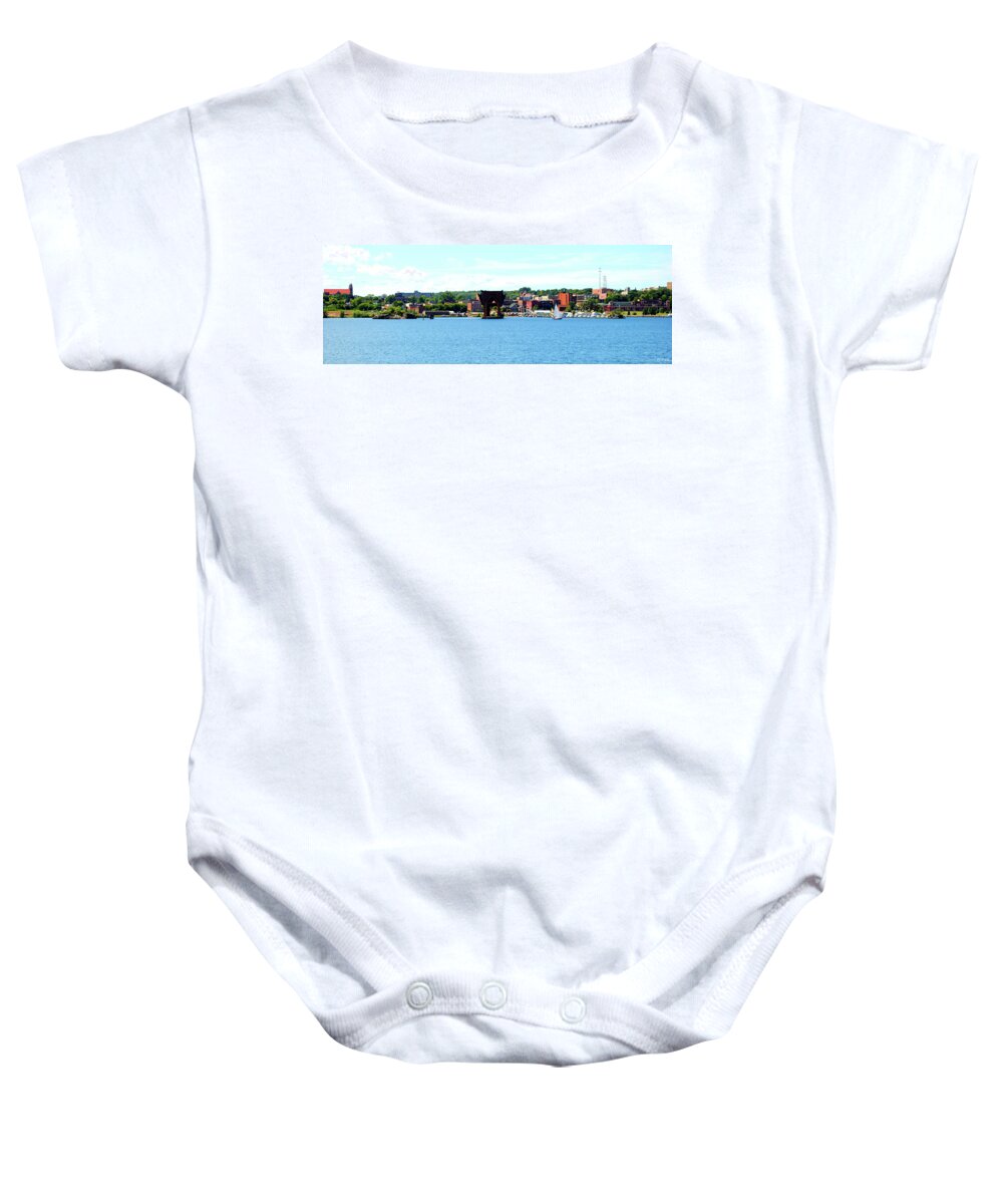 Lake Superior Baby Onesie featuring the photograph Marquette Michigan Harbor One by Phil Perkins