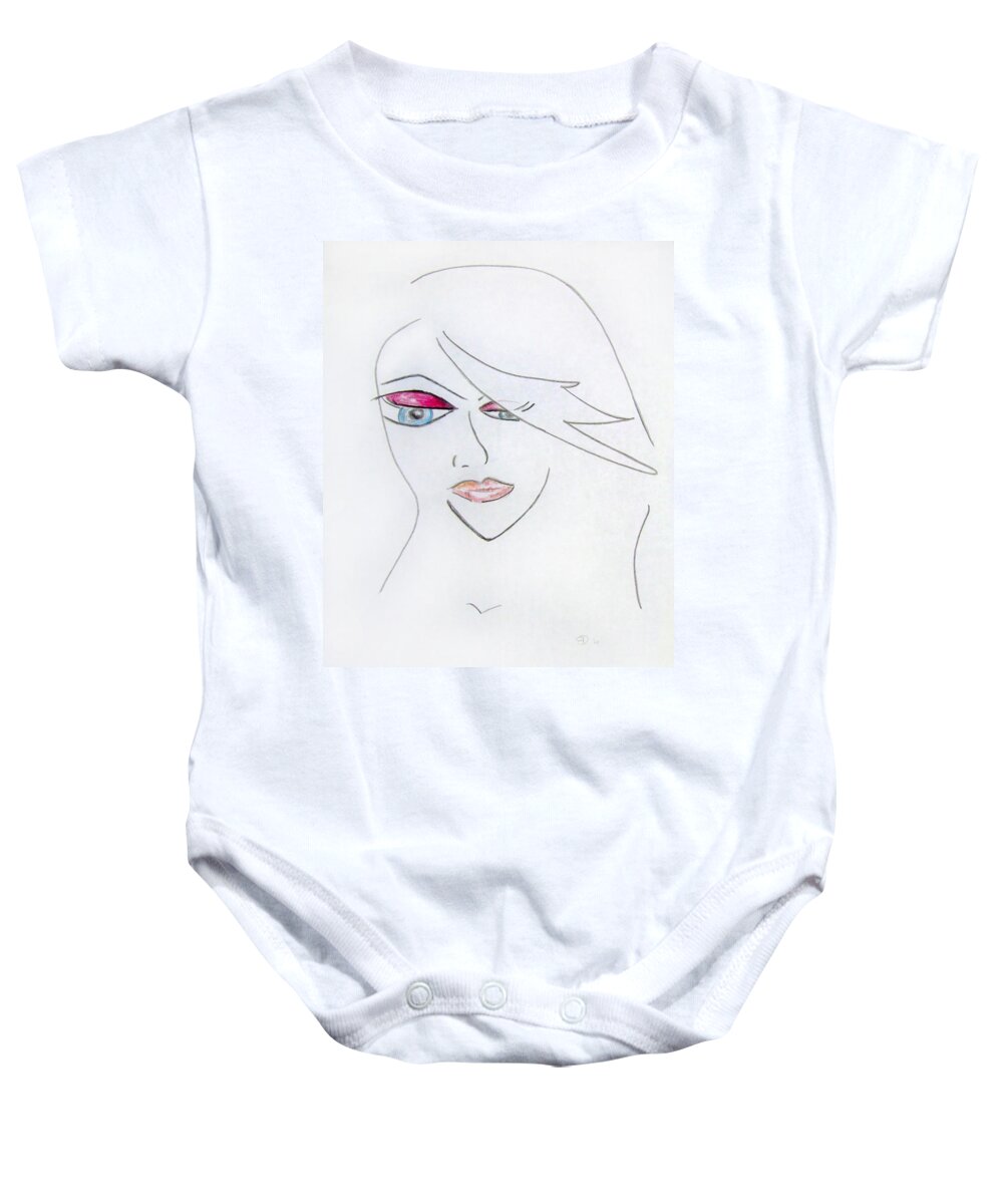 Anime Baby Onesie featuring the drawing Marriage of Anime and Fashion Art by Donna Blackhall