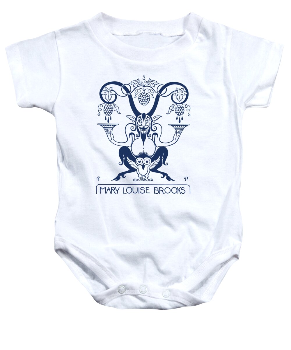 Louise Brooks Baby Onesie featuring the digital art Mary Louise Brooks Bookplate by Louise Brooks