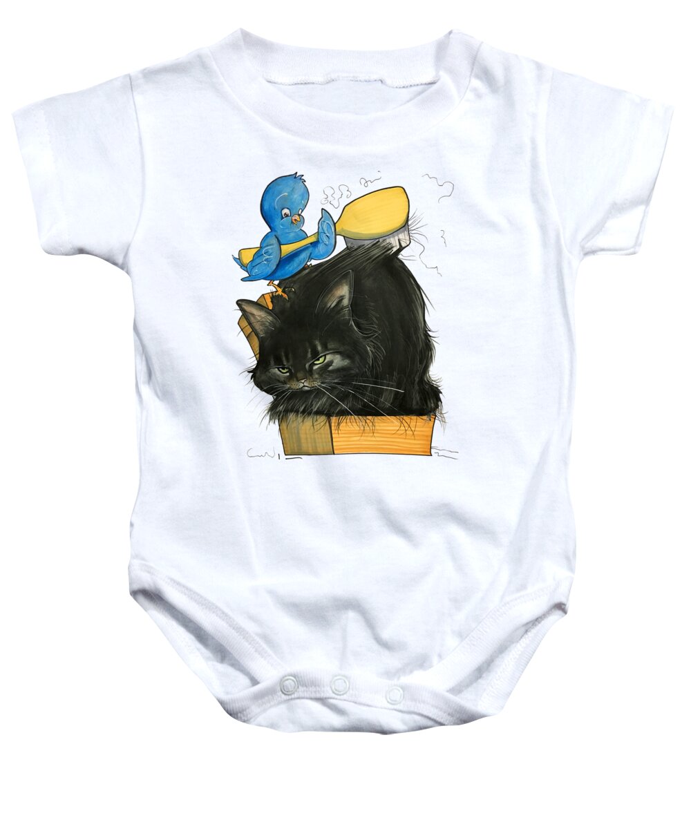 Pet Portrait Baby Onesie featuring the drawing Mathes 3213 by Canine Caricatures By John LaFree