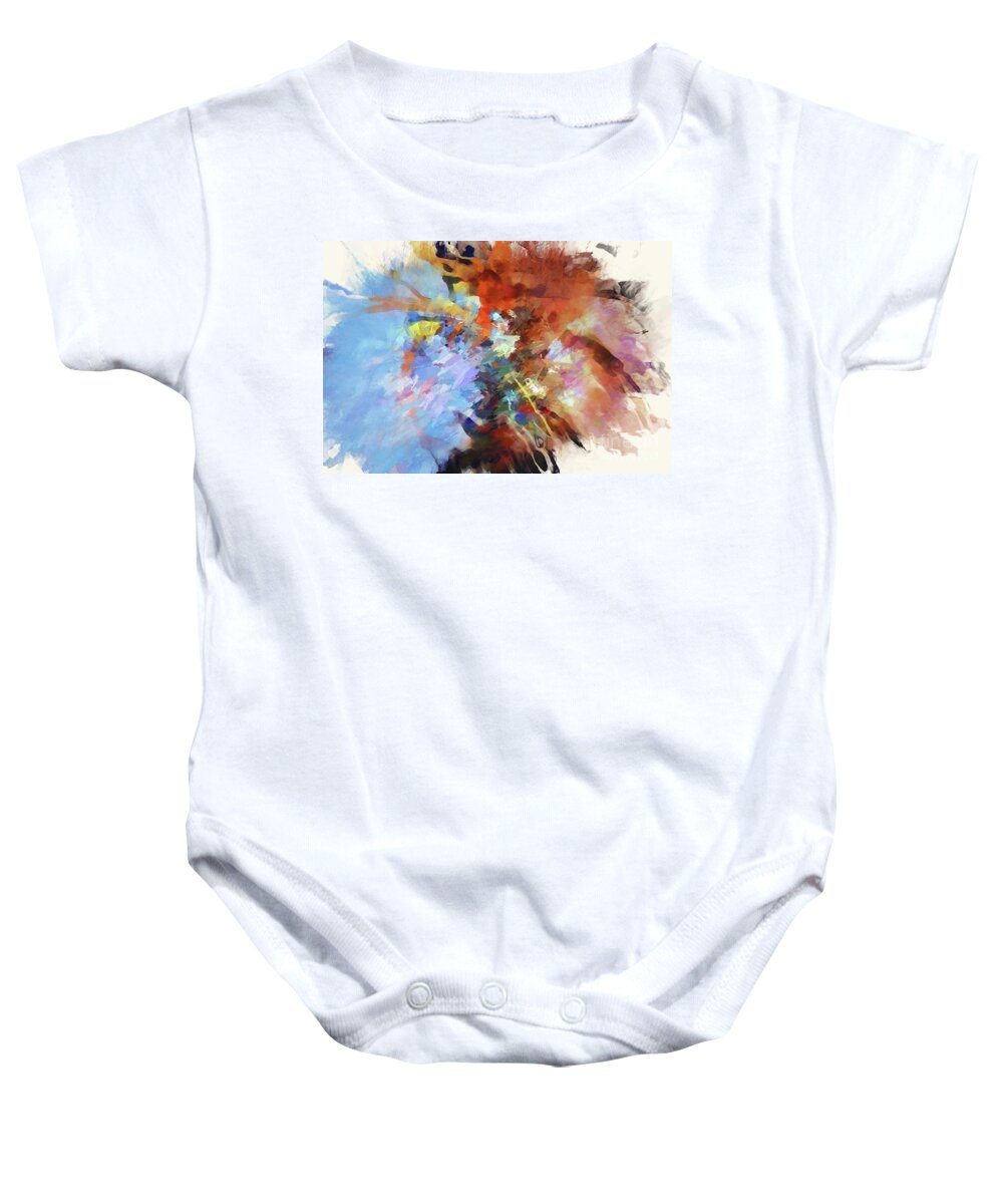 Paint Explosion Baby Onesie featuring the digital art May I Have Your Tension? by Margie Chapman