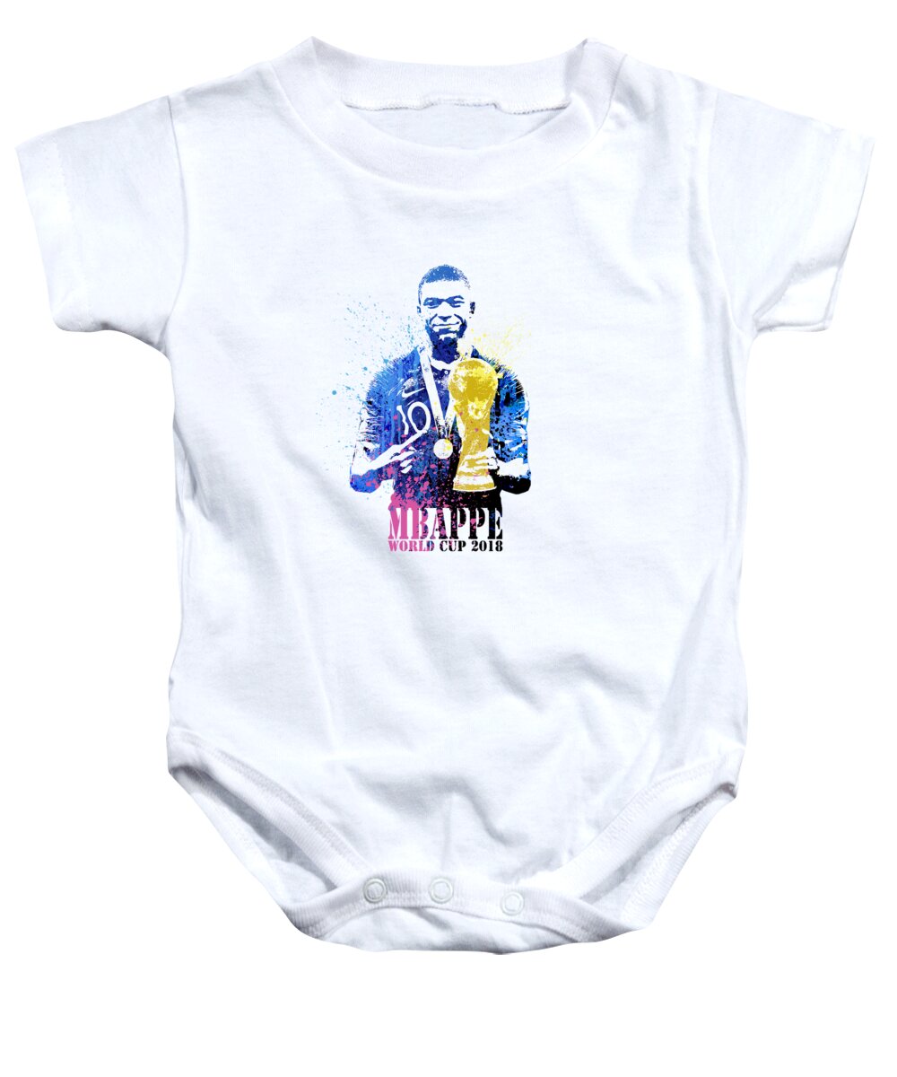 2018 Baby Onesie featuring the painting Mbappe and world Cup 2018 #france by Art Popop