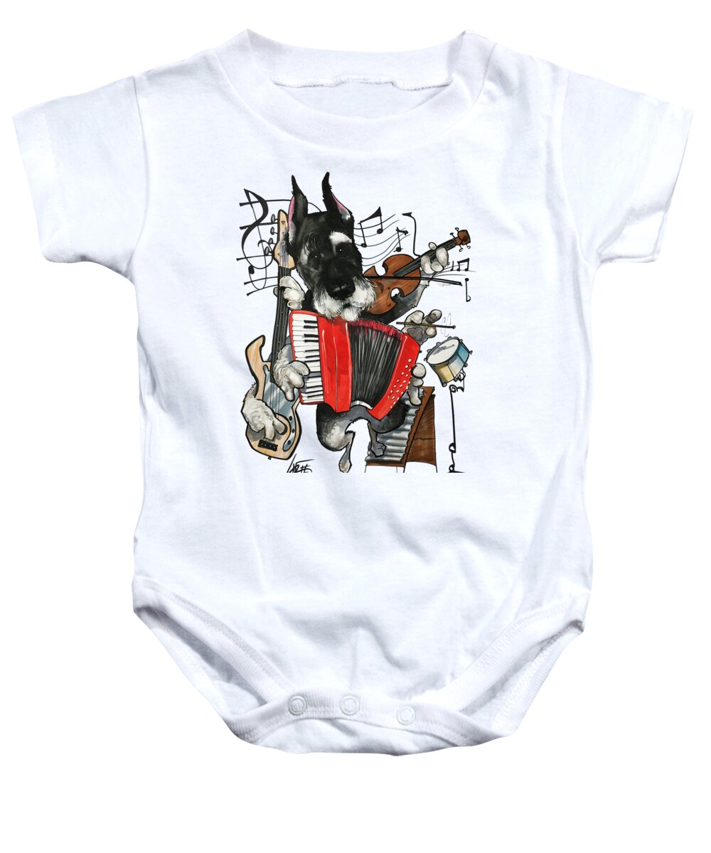 Schnauzer Baby Onesie featuring the drawing McKibbin 18-1010 ASHER by Canine Caricatures By John LaFree