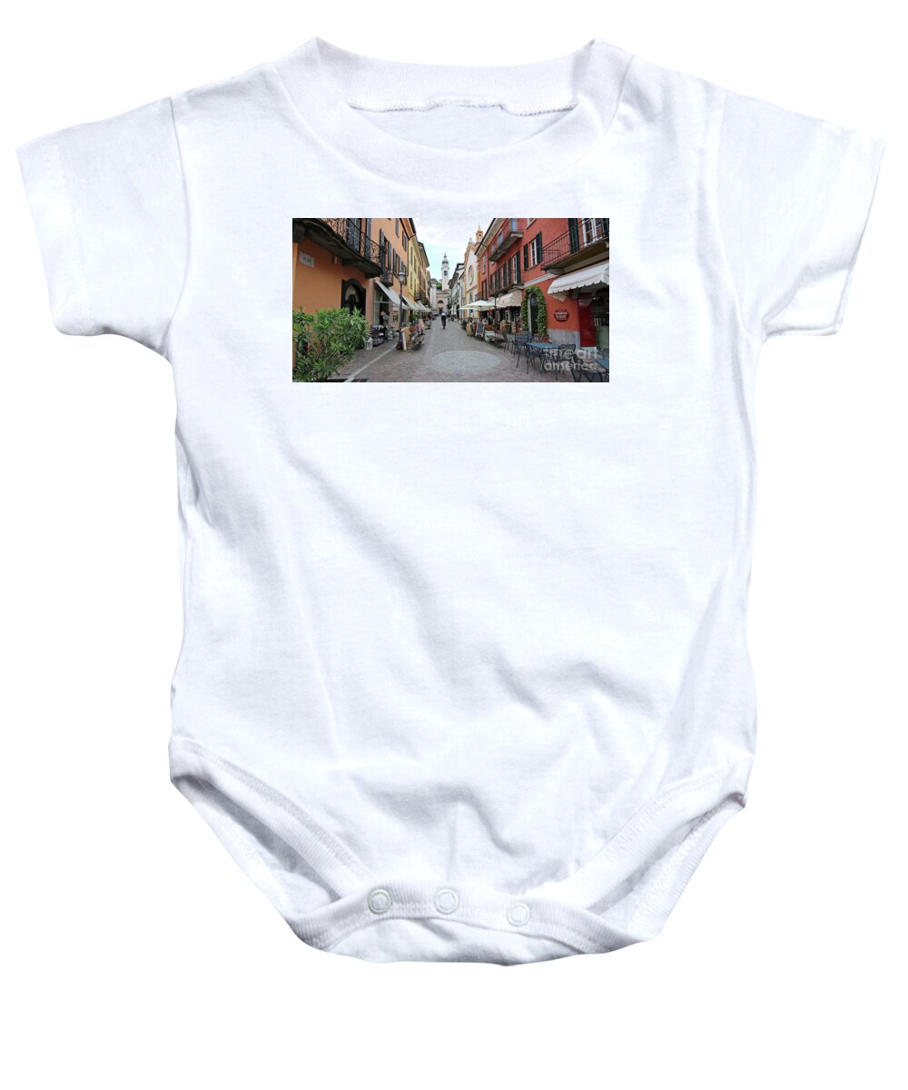 Menaggio Baby Onesie featuring the photograph Menaggio Street 9521 by Jack Schultz