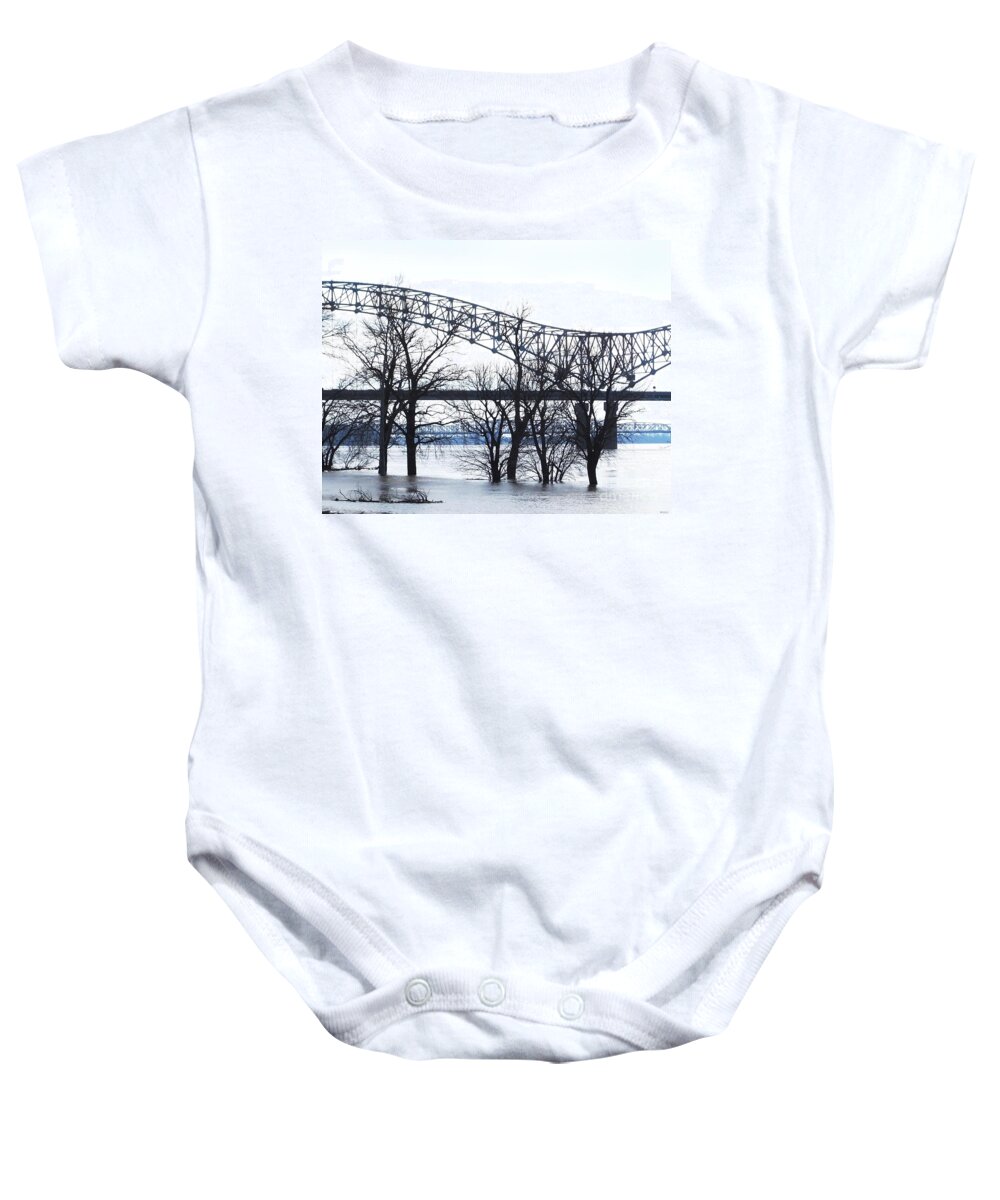 Bridge Baby Onesie featuring the photograph Mississippi River at Memphis January High Water by Lizi Beard-Ward