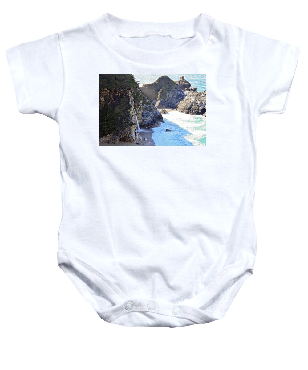 Waterfall Baby Onesie featuring the photograph Mist Across The Fall by Kellie Prowse
