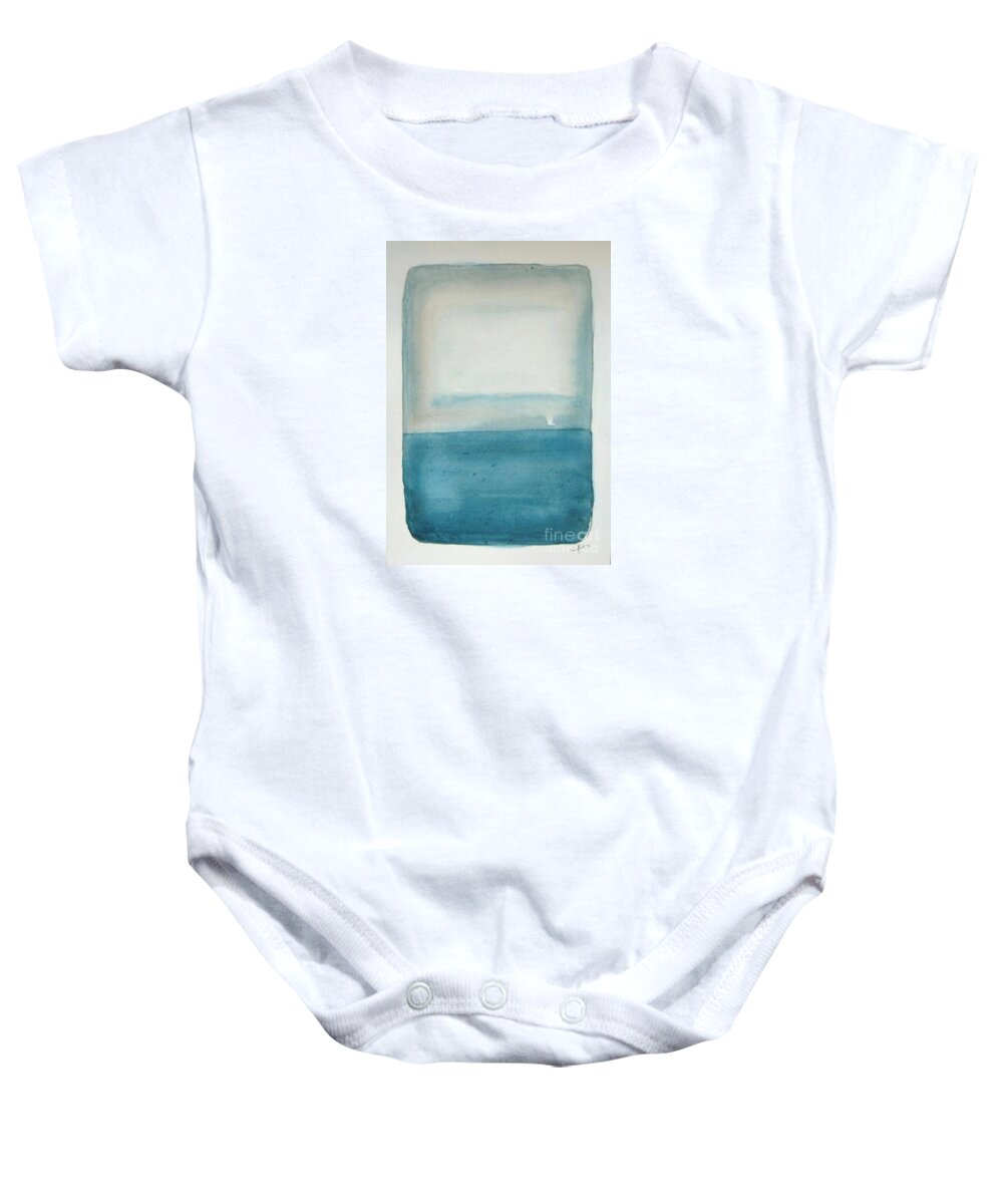Abstract Baby Onesie featuring the painting Misty Blue Dusk by Vesna Antic