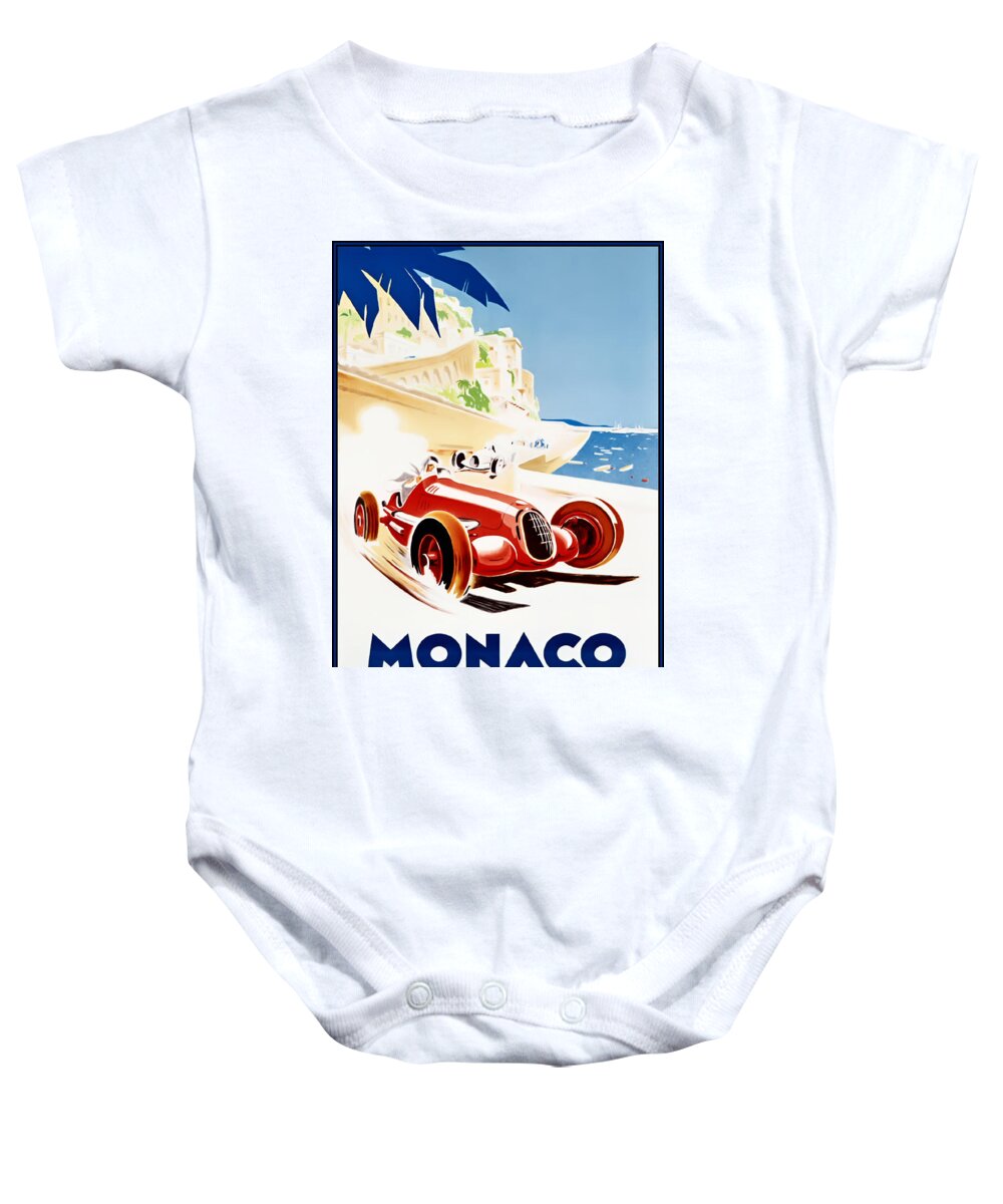 Monaco Grand Prix Baby Onesie featuring the digital art Monaco Grand Prix 1937 by Georgia Clare