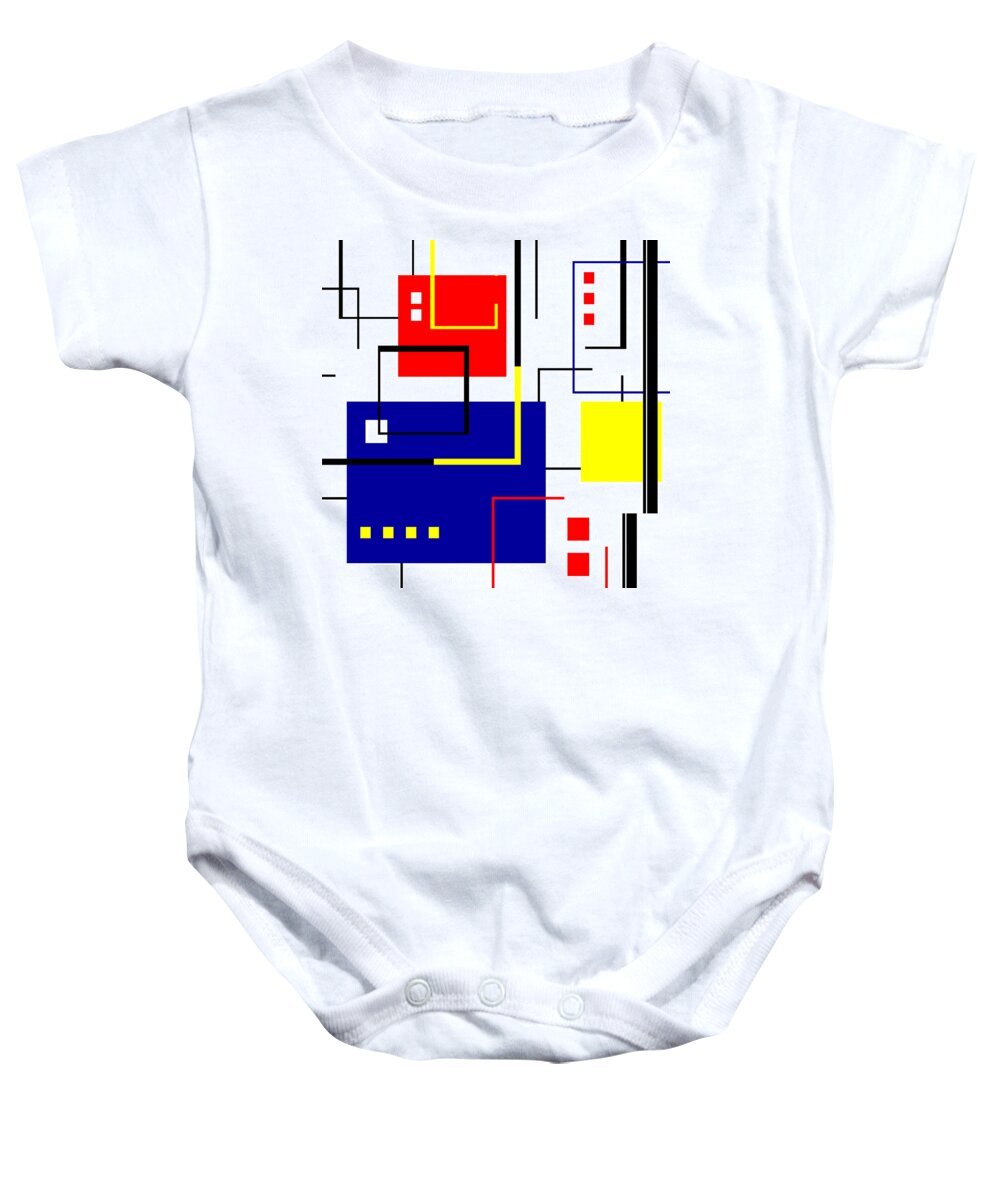 De Stijl Baby Onesie featuring the digital art Mondrian Redux by Tara Hutton