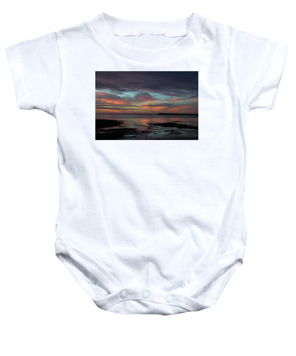 Provincetown Baby Onesie featuring the photograph Morning SkyBlue Pink by Ellen Koplow