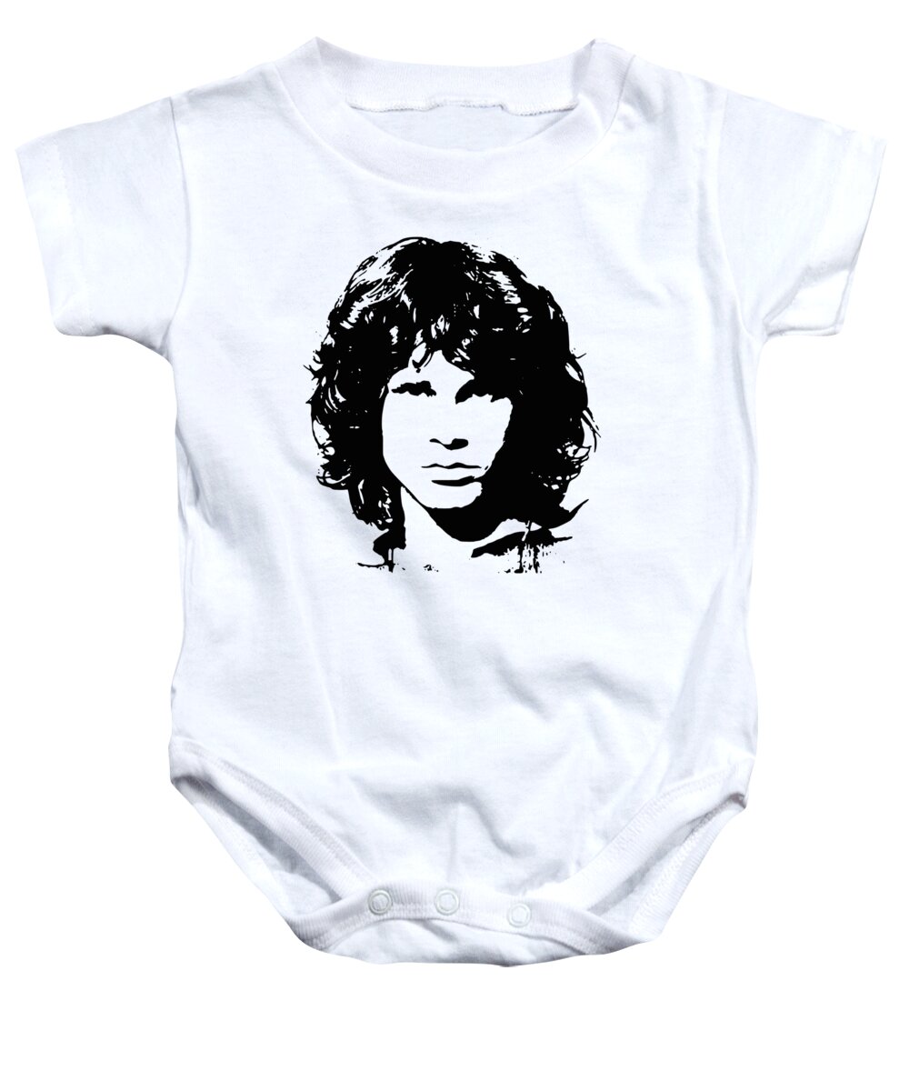 Jim Morrison Baby Onesie featuring the digital art Morrison Pop Art by Megan Miller