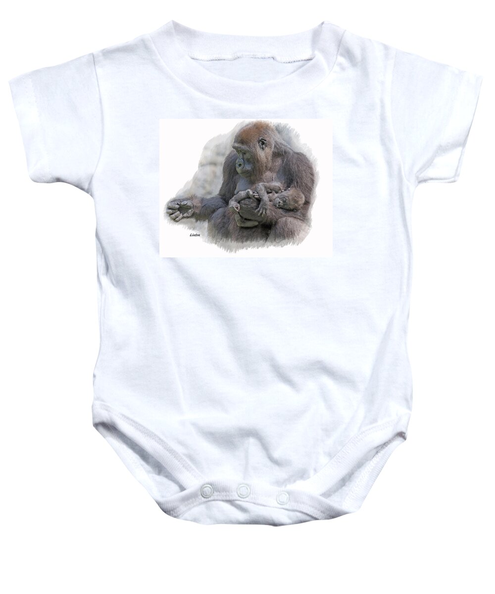Gorilla Baby Onesie featuring the digital art Motherhood 8 by Larry Linton