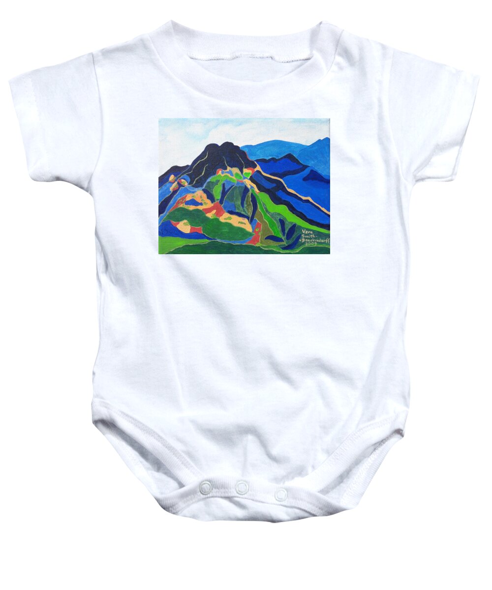 Landscape Baby Onesie featuring the painting Mount Canigou by Vera Smith