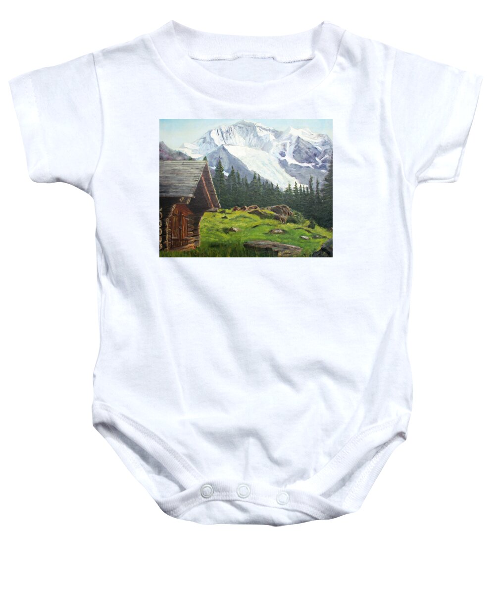 Mountain Baby Onesie featuring the photograph Mountain Cabin by John Black