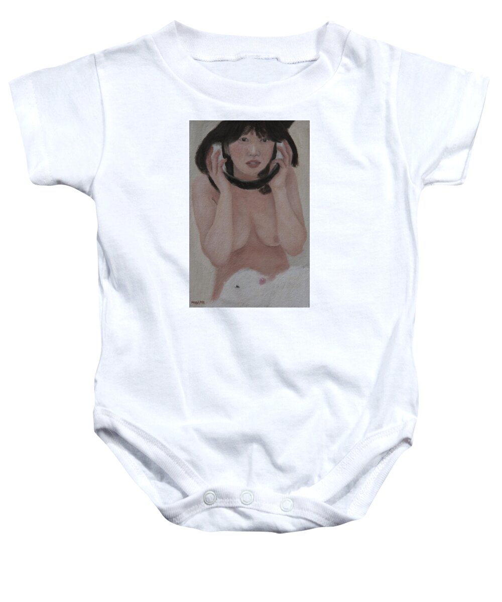 Nude Baby Onesie featuring the painting Music lover by Masami Iida