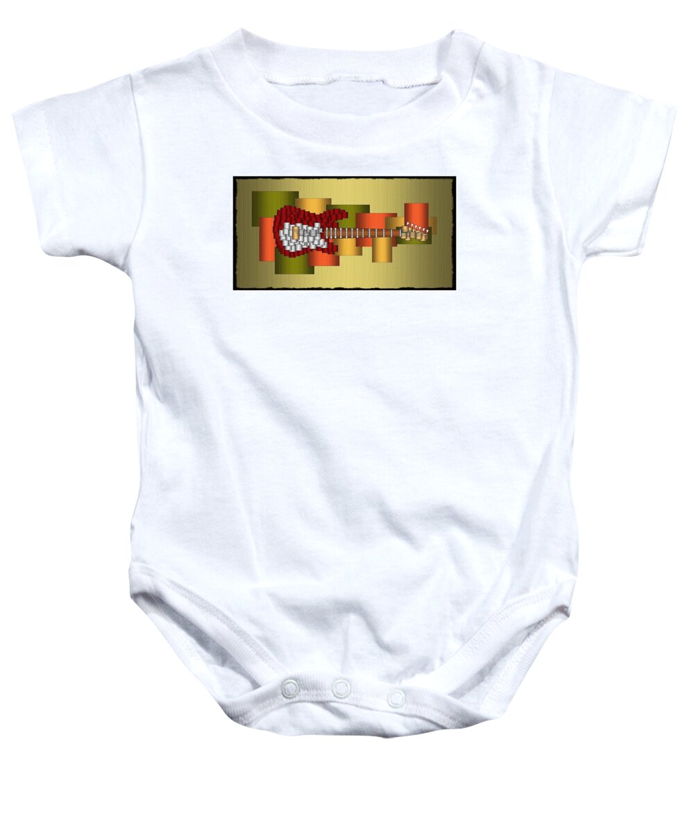 Music Baby Onesie featuring the digital art Music Series Horizontal Guitar Abstract by Terry Mulligan
