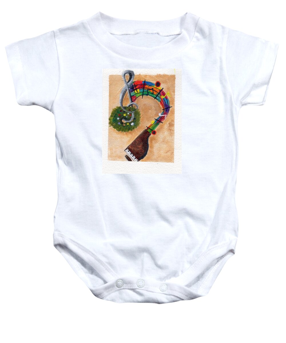 Christmas Baby Onesie featuring the painting Musical Christmas by Deborah Naves