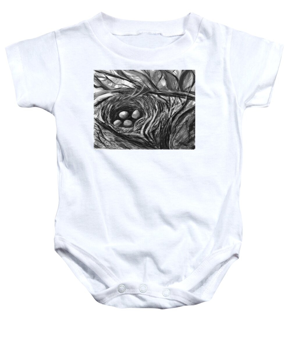 Bird Baby Onesie featuring the painting Nesting Eggs by Sheila Johns