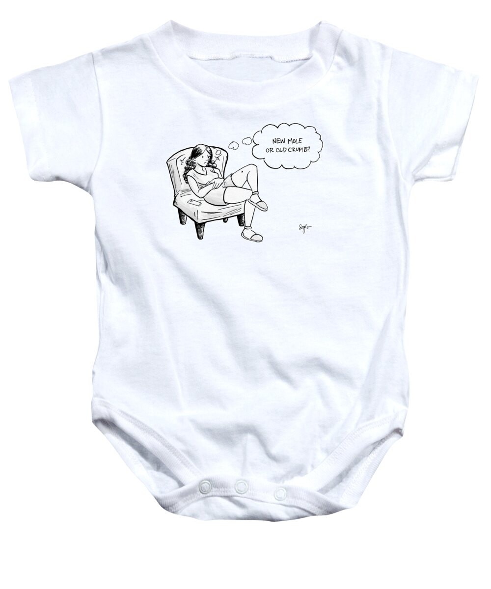 new Mole Or Old Crumb? Baby Onesie featuring the drawing New mole or old crumb by Sophia Wiedeman
