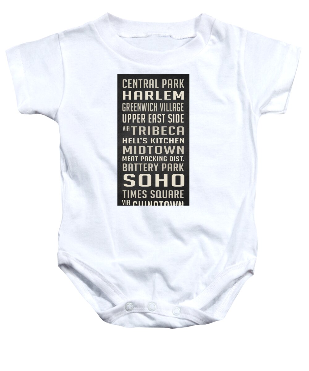 New York City Baby Onesie featuring the digital art New York City Subway Stops Vintage by Edward Fielding