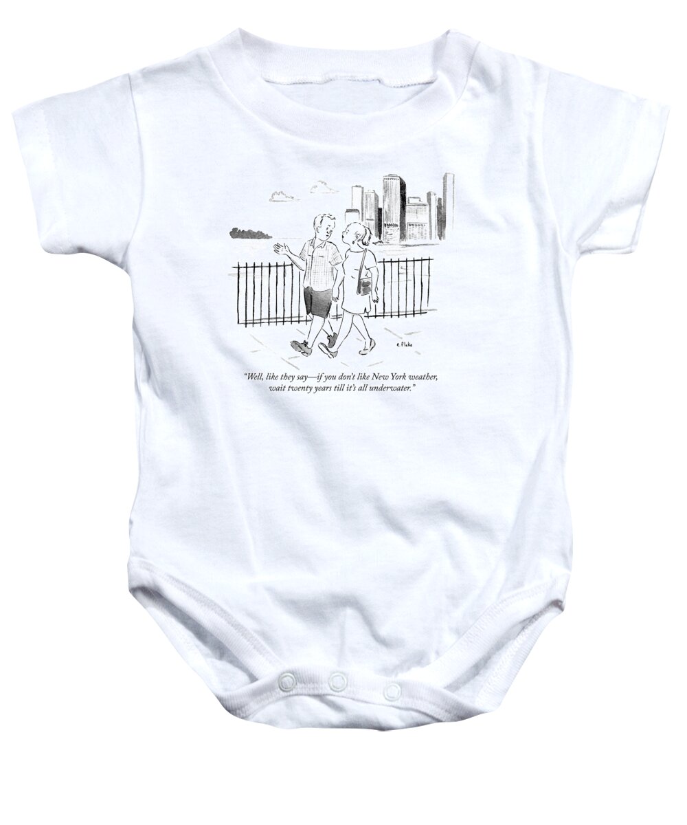 “well Baby Onesie featuring the drawing New York weather by Emily Flake