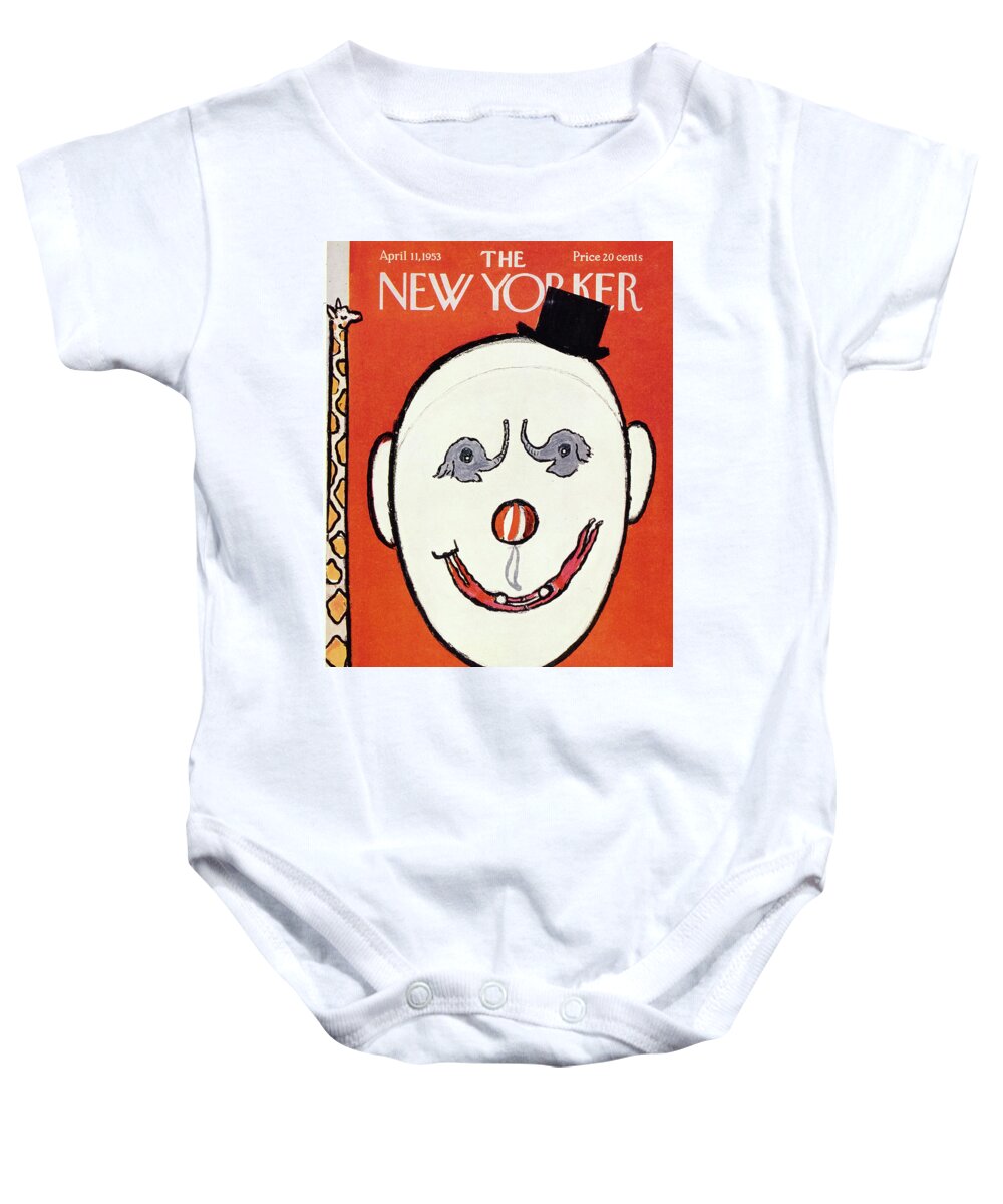 Clown Baby Onesie featuring the drawing New Yorker April 11 1953 by Abe Birnbaum