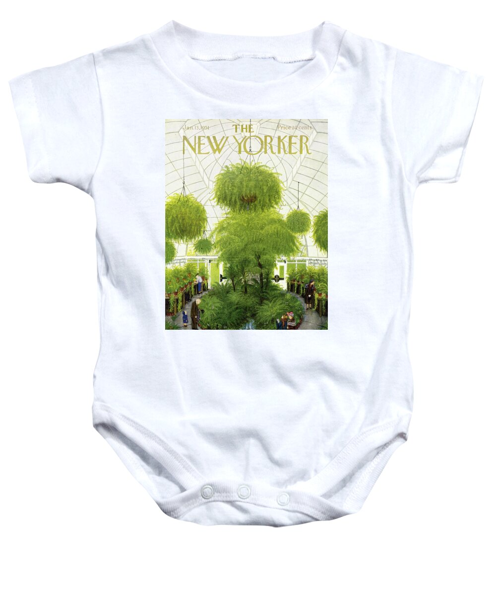 Greenhouse Baby Onesie featuring the painting New Yorker January 13 1951 by Edna Eicke