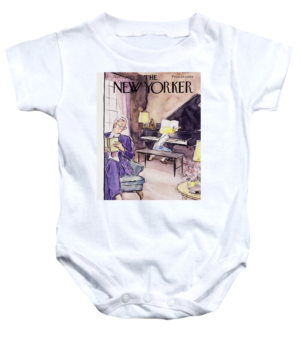 Father Baby Onesie featuring the painting New Yorker November 12 1955 by Perry Barlow