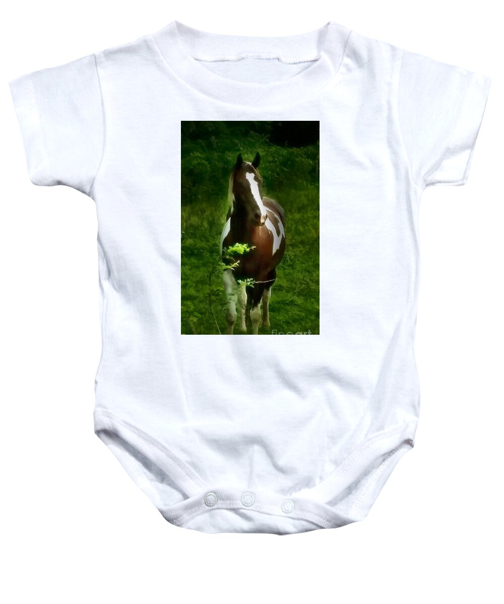 Horse Baby Onesie featuring the photograph No Name Horse by Dani McEvoy