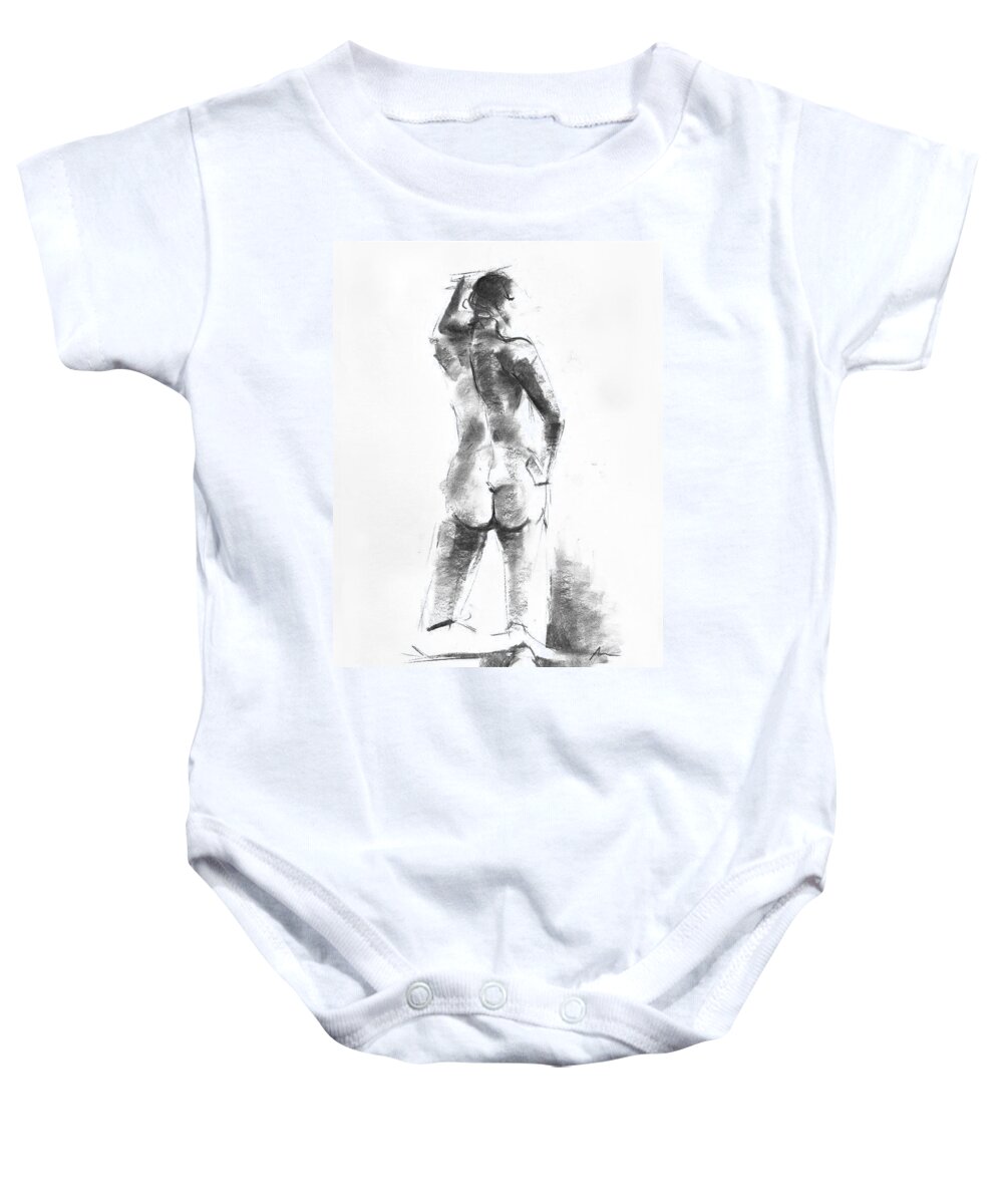Nude Baby Onesie featuring the drawing Nude 44 by Ani Gallery