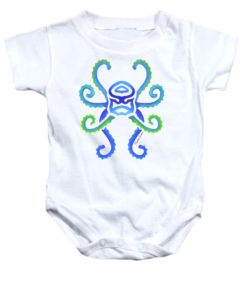Ocean Baby Onesie featuring the drawing Octopus by Heather Schaefer