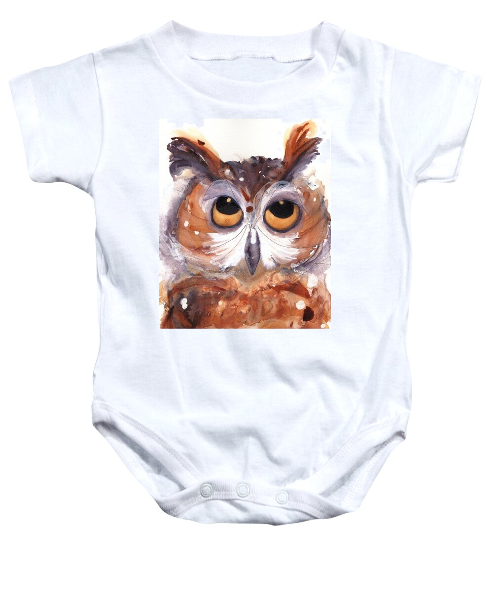 Owl Baby Onesie featuring the painting Oh Boy by Dawn Derman