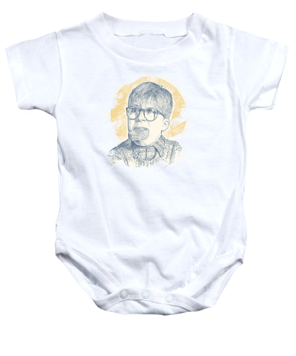 Chadlonius Baby Onesie featuring the drawing Oh Fudge Ralphie by Chad Lonius