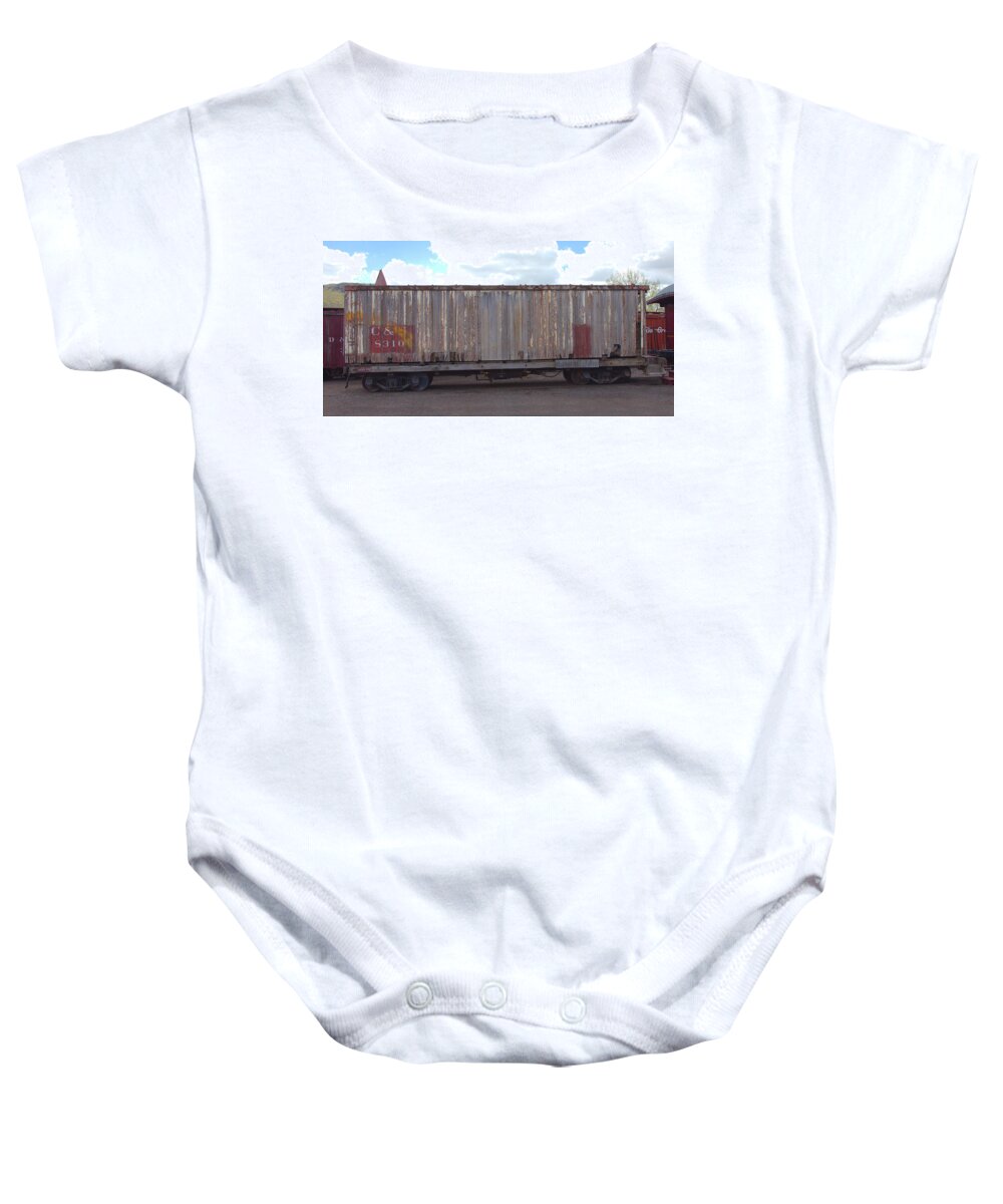 15596 Baby Onesie featuring the photograph Old Boxcar by Gordon Elwell